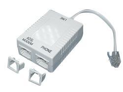 Filtro ADSL, 1 macho RJ11 a 2 hembras RJ45